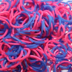 Гумки для плетіння Rainbow Loom 200шт. 1/2 Рожево-сині +рогатка +гачок 1610