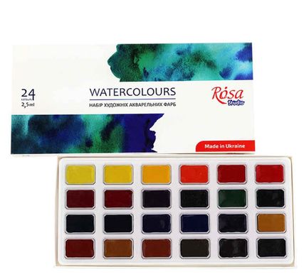Краски акварельные Rosa Studio набор 24цв. в кюветах 340324