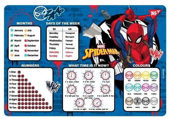 Підкладка настільна Yes пластикова 42,5*29см англ. Marvel Spiderman 492065