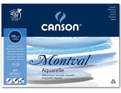 Папір-склейка для акварелі Canson 29,7*42см 300г/м 12арк Montval Fin CON-200807320R