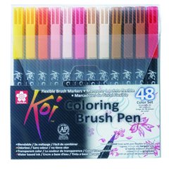 Маркер-пензель Koi Sakura Brush Pen акварельний набір 48кол XBR-48