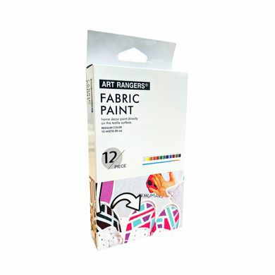 Фарба для тканини Art Nation набір 12кол. по 15мл FabricPaint + 2 пензлика FAC1215