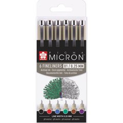 Капілярна ручка PIGMA Micron Лінер Sakura 01 Basic набір різнокольорові 6шт POXSDK016