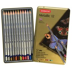 Набір водорозчинних олівців Derwent Metallic 12шт метал короб. 700456