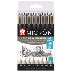 Капілярна ручка PIGMA Micron Лінер Sakura 7шт+1шт Brush POXSDK8S