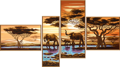 Набір для вишивання бісером Nova Sloboda поліптіх 4шт 26*26, 13*40, 32*20, 19*46см В46512 Африканські слони