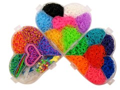 Набір для плетіння з гумок Rainbow Loom 6000шт. 3-ярусный Серце + мини станок +аксесуари