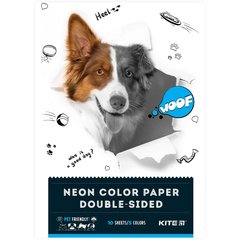 Папір кольоровий А4 10арк KITE мод 252 Dogs неон K22-252