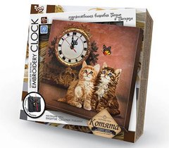Набір для творчості DankoToys DT EC-01-03 Годинник- вишивка гладью Embroidery clock Кошенята