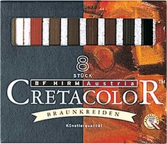Пастель суха CRETACOLOR 8кол. в карт коробці коричневые оттенки 48408