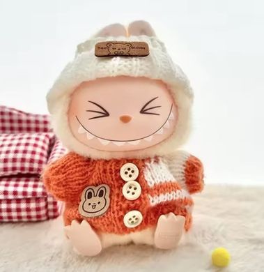 Игрушка фигурка-брелок Labubu Лабубу в одежде сидящая 12см, дизайн ассорти 1222