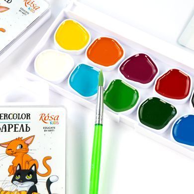 Краски акварельные 12 цв. Rosa Kids Cats с/к 301201