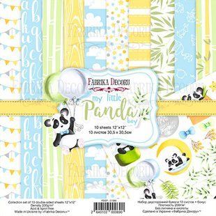 Набір паперу для скрапбукінгу Фабрика Декору FDSP-01069 My little panda boy 30,5*30,5см 10арк + бонус 200г/м2