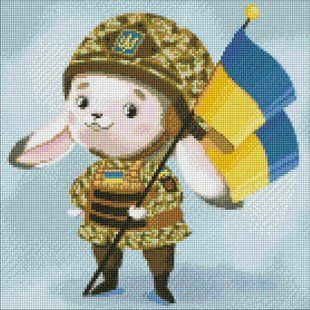 Алмазная мозаика по номерам на холсте - 40*40см Идейка АМО7440 Зайчик-защитник