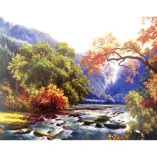 Алмазна мозаїка по номерам на холсті 40*50см Sultani ST-00128 Затишний водоспад