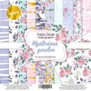 Набір паперу для скрапбукінгу Фабрика Декору FDSP-01048 Mysterious garden 30,5*30,5см 6+4арк + бонус 200г/м2