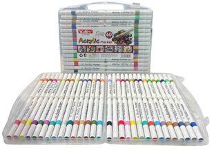 Маркер акриловий Yulin Acrylic Marker набір 60шт Y-04-60 у пластиковому футлярі 6048