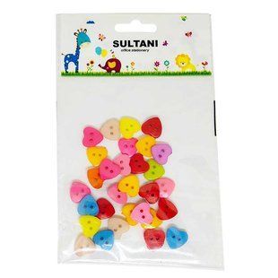 Пуговицы Sultani пластик 30шт Сердечки ST-4355