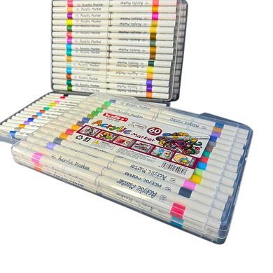 Маркер универсальный акриловый Yulin Acrylic Marker набор 60 шт Y-04-60 в пластиковом футляре 6048
