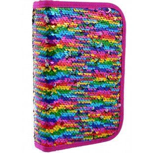 Пенал 1 отделение с 2 отворотами 1 Вересня Yes Sequins, 20.5*14*4.2см 532425