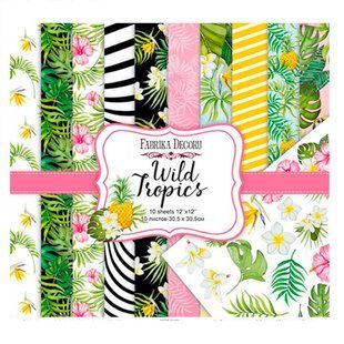Набір паперу для скрапбукінгу Фабрика Декору FDSP-01071 Wild Tropics 30,5*30,5см 10арк + бонус 200г/м2