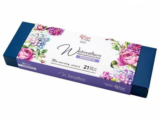 Акв фарби Rosa Gallery набір 21кол. в кюветах Romantic, Бірюза метал. уп. 3403421