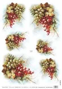 Декупажная карта-бумага рисовая 35*50 RISE 7734 Гроздья винограда