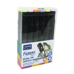 Маркер двустор. SketchMarker Sultani Future для паперу набір 12шт ST-8011-12