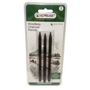 Карандаш угольный Acmeliae набор 3шт Soft Medium Hard в блистере WCP-03