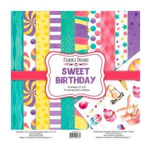 Набір паперу для скрапбукінгу Фабрика Декору FDSP-01073 Sweet Birthday 30,5*30,5см 10арк + бонус 200г/м2