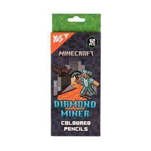 Олівці кольорові 12кол. YES Minecraft. Diamond Miner 290720