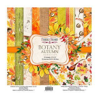 Набір паперу для скрапбукінгу Фабрика Декору FDSP-01074 Botany autumn redesign 30,5*30,5см 10арк + бонус 200г/м2