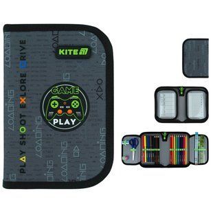 Пенал 1 отделение с 2 отворотами с наполнением Kite мод 622 Good Game K26-622H-2