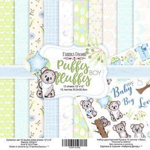 Набір паперу для скрапбукінгу Фабрика Декору FDSP-01059 Puffy Fluffy Boy 30,5*30,5см 10арк + бонус 200г/м2