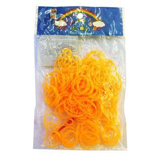 Резинки для плетения Rainbow Loom 200шт. однотонные Оранжевые 8352 +гачок