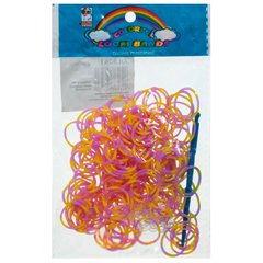 Гумки для плетіння Rainbow Loom 200шт. зебра Жовто-фіолетовий 8361 +крючок