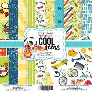 Набір паперу для скрапбукінгу Фабрика Декору FDSP-01062 Cool Teens 30,5*30,5см 10арк + бонус 200г/м2
