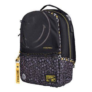Рюкзак (ранець) м'який 1Вересня Yes 557870 Smiley World, Black&Yellow T-124 44*30*14см