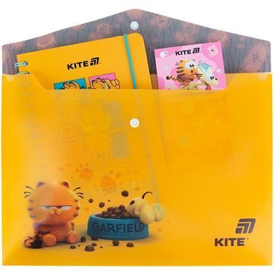 Папка А4 Kite пластик на кнопке Garfield GF25-244-1