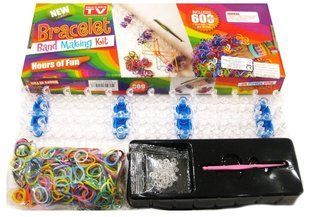 Набор для плетения резинками Rainbow Loom 600шт. + станок, крючок, S-клипсы (стартовый набор)