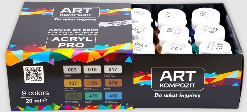 Акрил фарба Art Kompozit набір 9кол. по 20мл. 520173