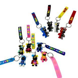 Брелок резиновый Медвежонок Bearbrick 6см с лентой, ассорти №MS-24-112/MS-24-570