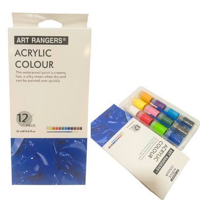 Краска акриловая Art Rangers/Nation набор 12цв. по 22мл. + 2 кисти A1222/A12015-1