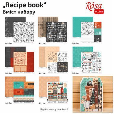 Бумага для скрапбукинга Rosa Talent набор 16л 30,5*30,5см Recipe book двусторонняя 200 г/м 5312007