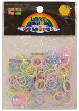 Гумки для плетіння Rainbow Loom 200шт. світяться, однотонні мікс Асорті 1218 +гачок