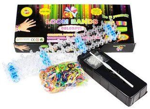 Набір плетіння гумками Rainbow Loom 600шт. + станок, крючок, кліпси (чорна коробка) 600ЧК/RB-600