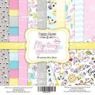 Набір паперу для скрапбукінгу Фабрика Декору FDSP-02047 My tiny sparrow girl 20*20см 10арк + бонус 200г/м2