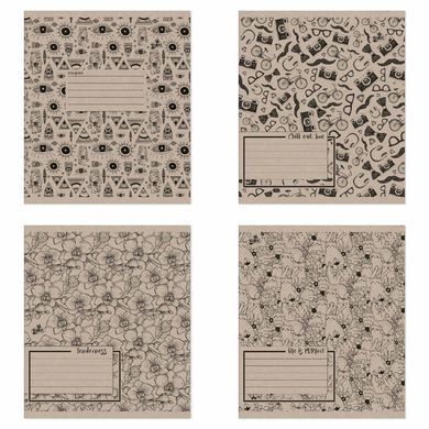 Зошит шкільний А5+ 24арк Бриск крафт ТВ-92 асорті, в клетку