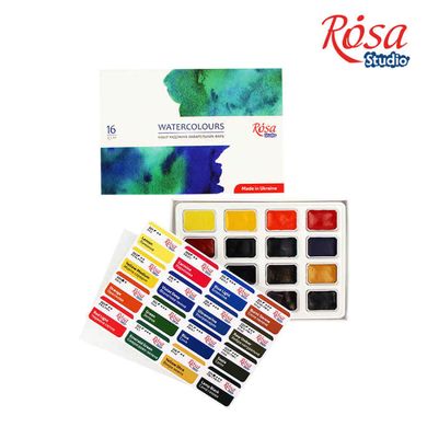 Краски акварельные Rosa Studio набор 16цв. в кюветах 340204