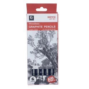 Карандаш графитный Art Nation Woodless набор 6шт 2H,HB,2B,4B,6B,8B WGH06175